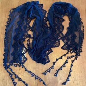 NWT Lacy Skinny Scarf - Navy